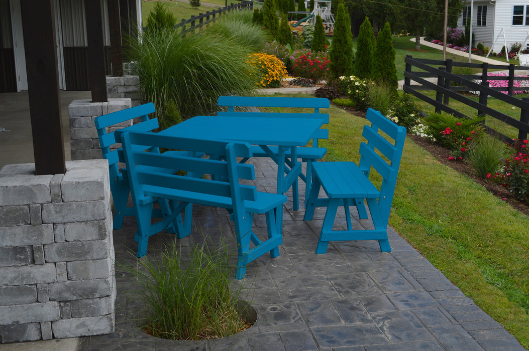 A&L Furniture Co. 43" Amish-Made Square Pine Picnic Table with Backed Benches