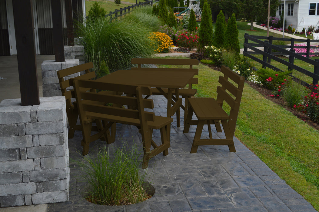 A&L Furniture Co. 43" Amish-Made Square Pine Picnic Table with Backed Benches