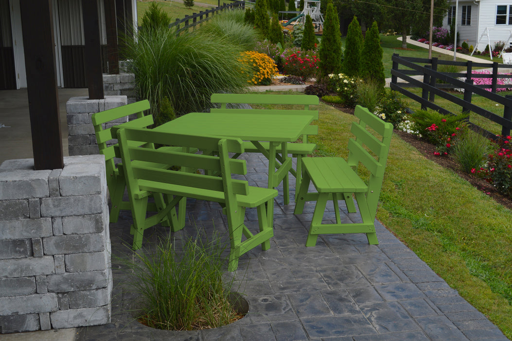 A&L Furniture Co. 43" Amish-Made Square Pine Picnic Table with Backed Benches