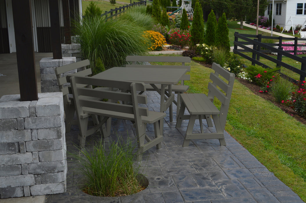 A&L Furniture Co. 43" Amish-Made Square Pine Picnic Table with Backed Benches