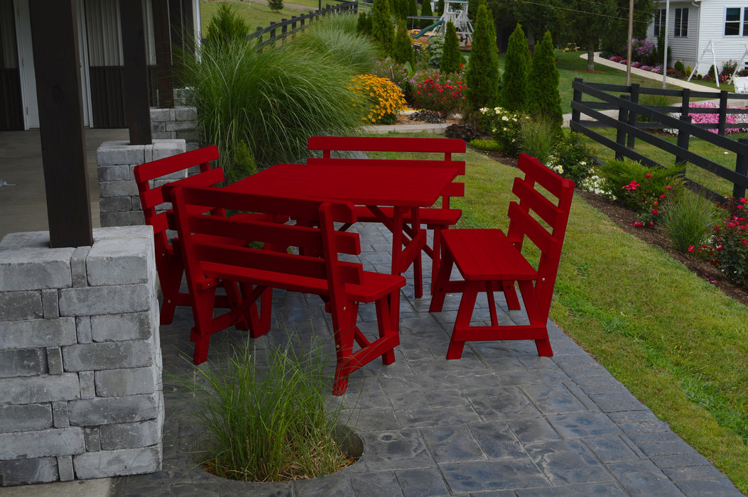 A&L Furniture Co. 43" Amish-Made Square Pine Picnic Table with Backed Benches