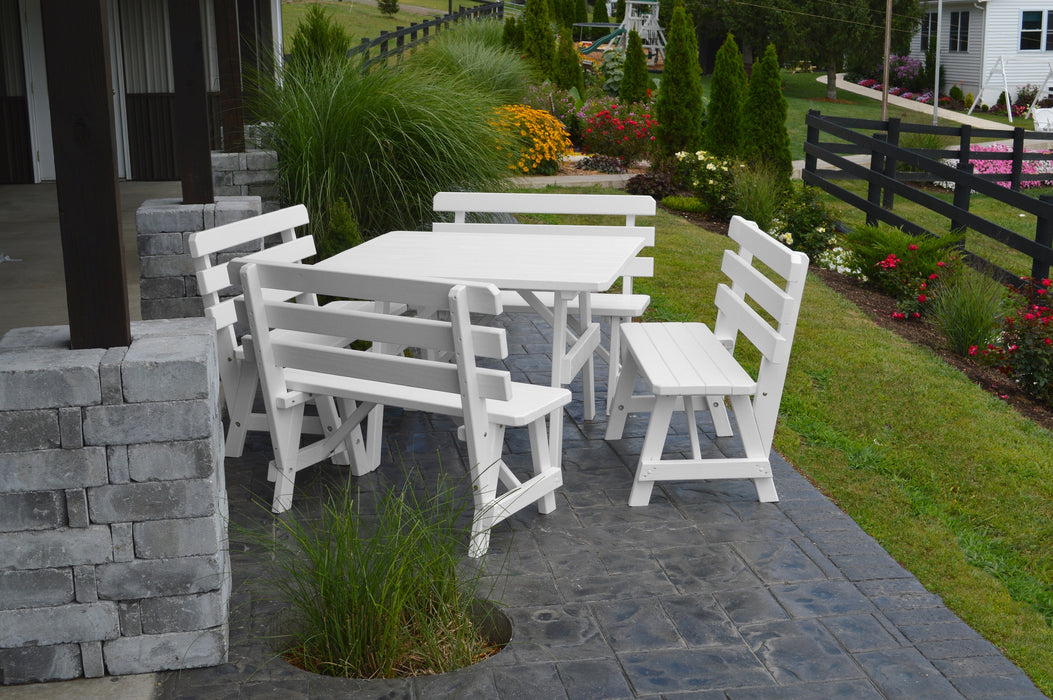 A&L Furniture Co. 43" Amish-Made Square Pine Picnic Table with Backed Benches