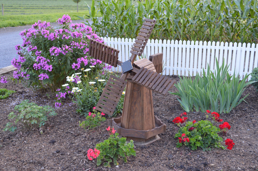 Amish-Made Stained Wooden Dutch Windmill Yard Decorations