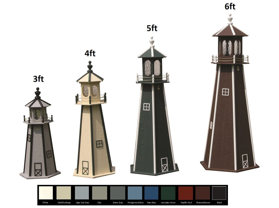 Amish-Made Painted Wooden Lighthouses with Lighting