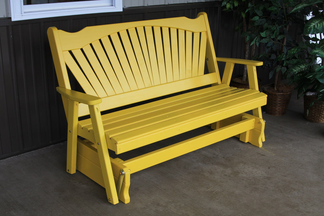 A&L Furniture Co. Amish-Made Pine Fanback Glider Benches