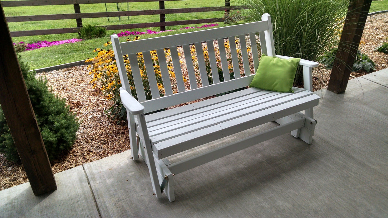 A&L Furniture Co. Amish-Made Pine Traditional English Glider Benches