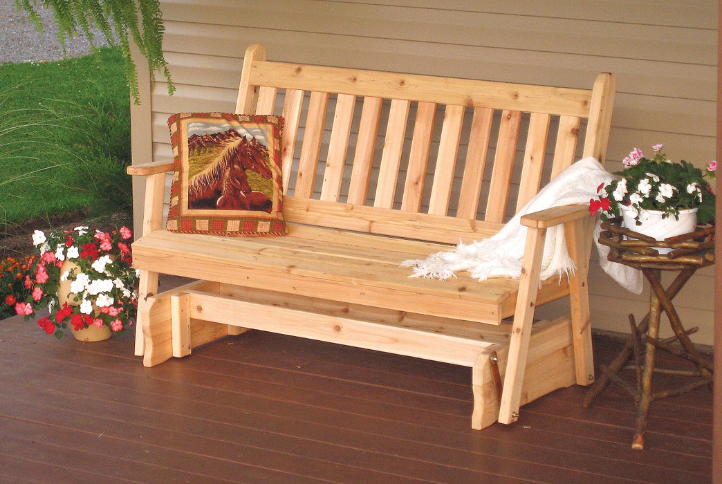 A&L Furniture Co. Amish-Made Cedar Traditional English Glider Benches