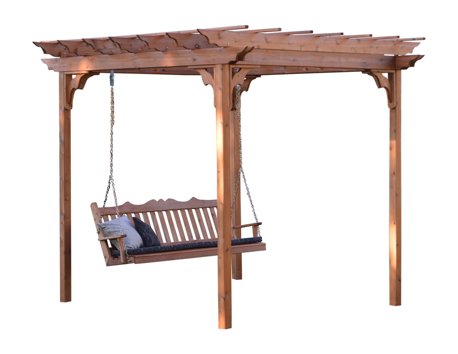 A&L Furniture Co. Amish-Made Cedar Pergola with Porch Swing