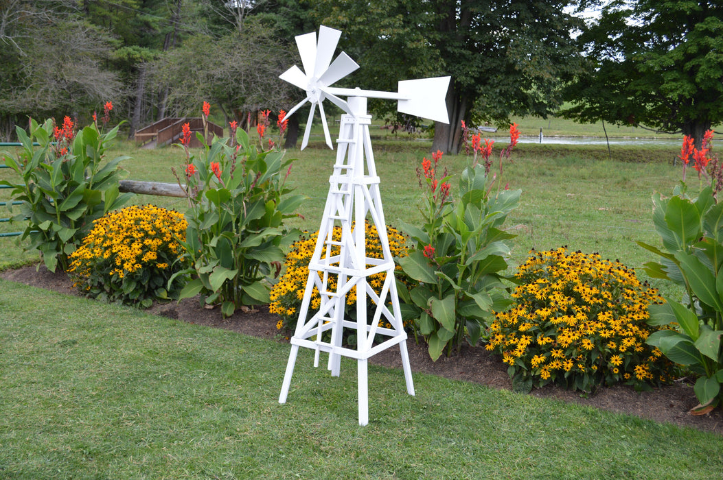 Amish-Made 82" Painted Wooden Farm Windmill Yard Decorations