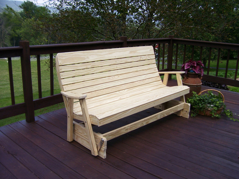 A&L Furniture Co. Amish-Made Pressure-Treated Pine Highback Glider Benches