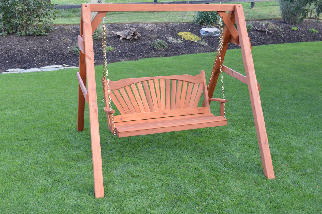 A&L Furniture Heavy Duty 4x4 Cedar A-Frame Swing Stand, Hangers Included