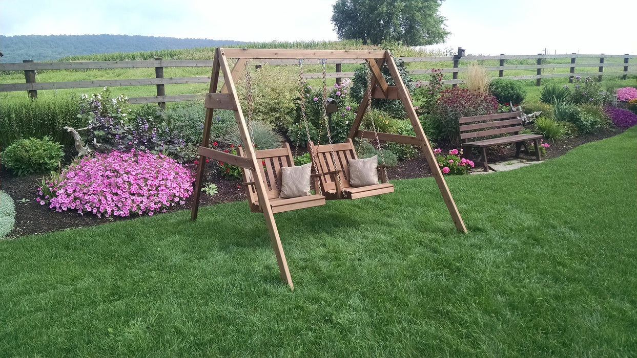 A&L Furniture Co. Amish-Made Cedar A-Frame Chair Swing Stand, Hangers Included