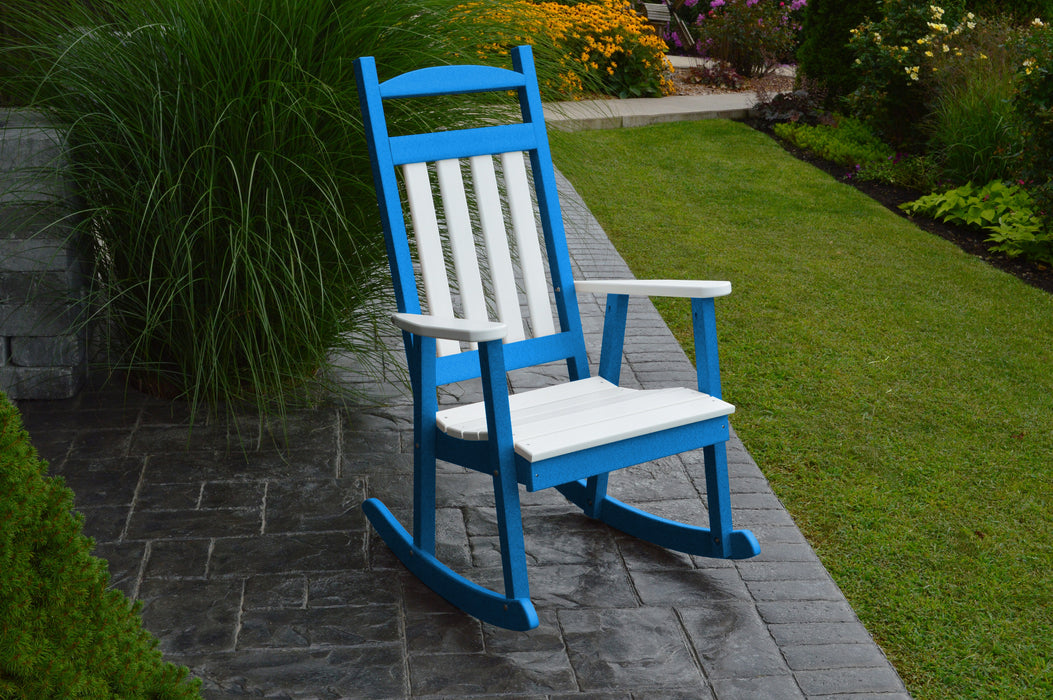 A&L Furniture Co. Amish-Made Poly Porch Rockers with White Accents