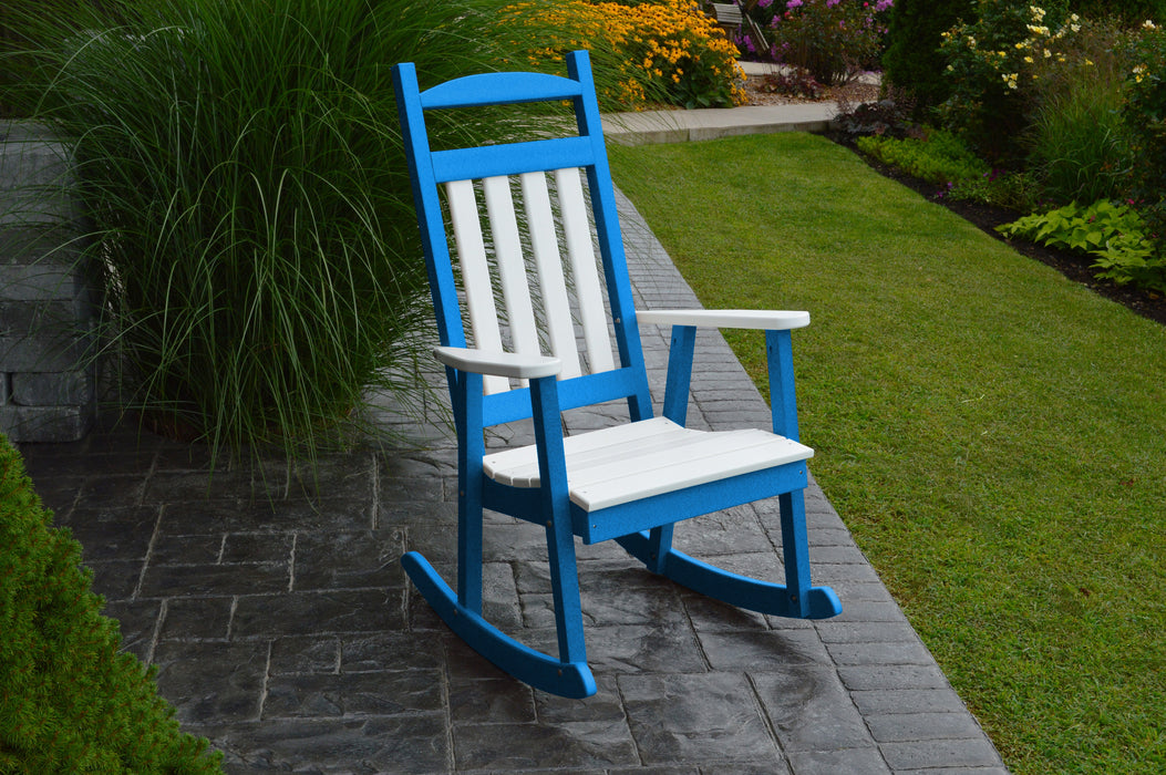 A&L Furniture Co. Amish-Made Poly Porch Rockers with White Accents