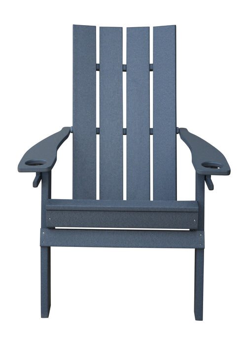 A&L Furniture Co. Amish-Made Folding Poly Hampton Adirondack Chairs with Integrated Cupholders