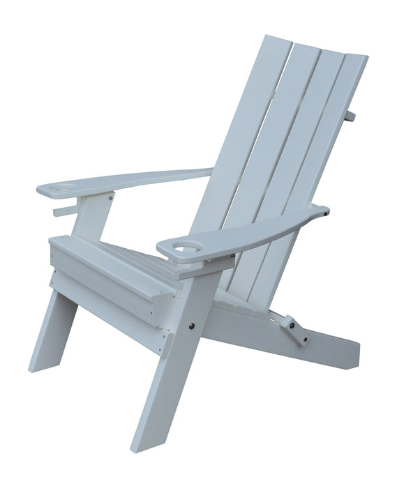 A&L Furniture Co. Amish-Made Folding Poly Hampton Adirondack Chairs with Integrated Cupholders