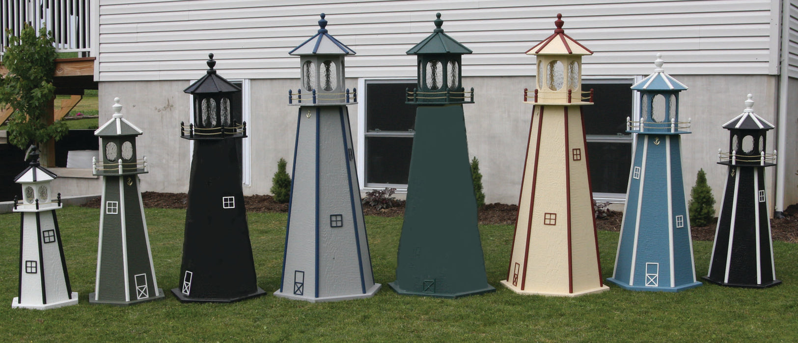 Amish-Made Painted Wooden Lighthouses with Lighting