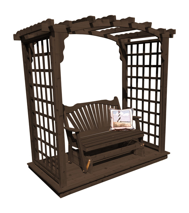 Amish-Made 5' Pine Arbor with Deck & Glider - Available in 4 Styles, 10 Colors