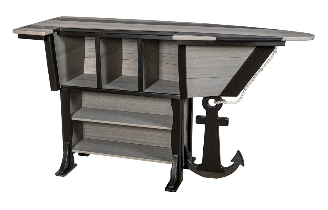 Amish-Made Anchor Avenue Collection 76" Boat-Shaped Poly Bar Table with Shelves