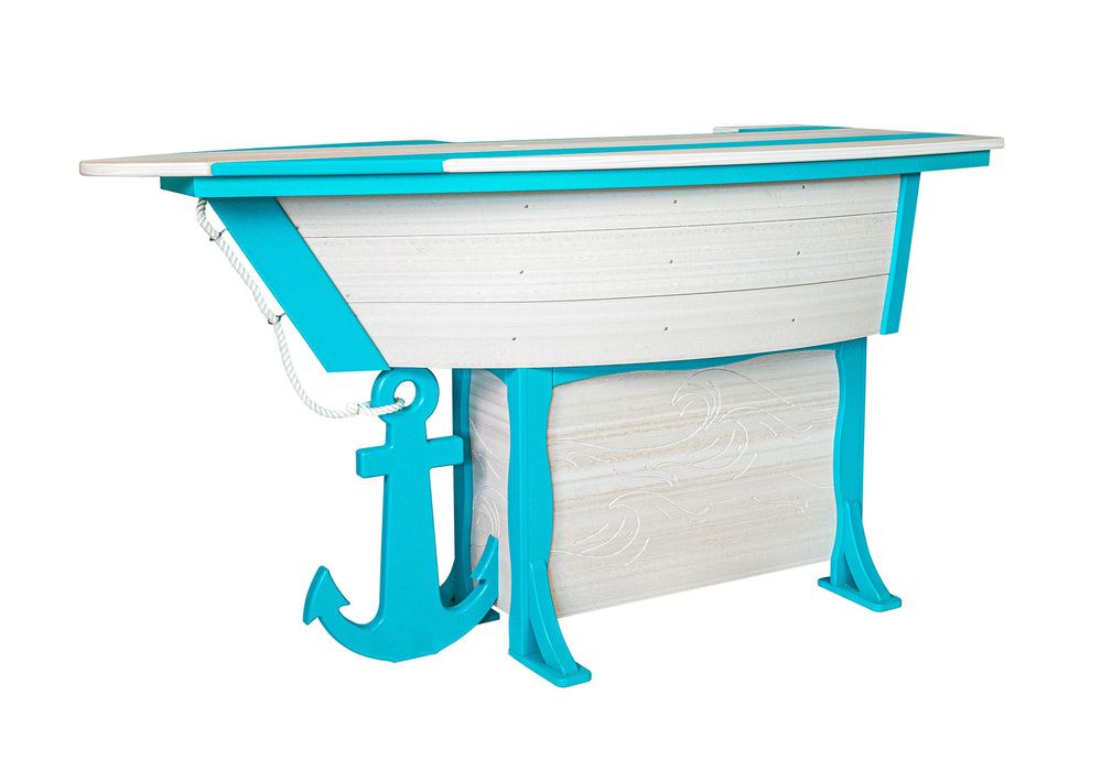 Amish-Made Anchor Avenue Collection 76" Boat-Shaped Poly Bar Table with Shelves