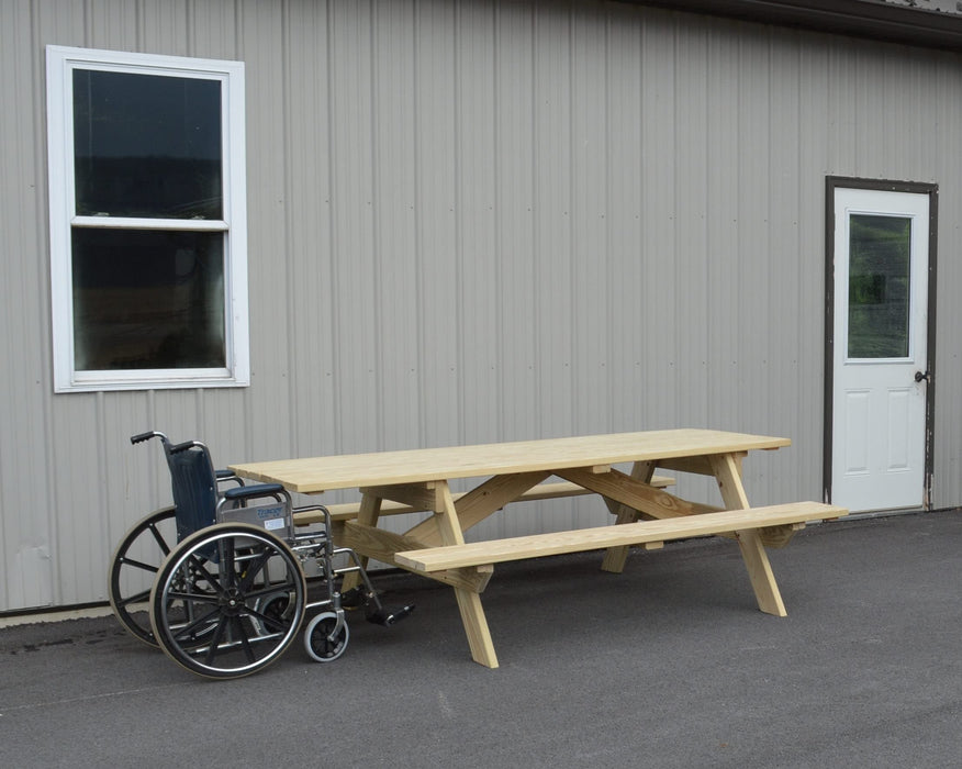 A&L Furniture Co. 8' Amish-Made Rectangular Pressure-Treated Pine Heavy Duty ADA Compliant Park Tables