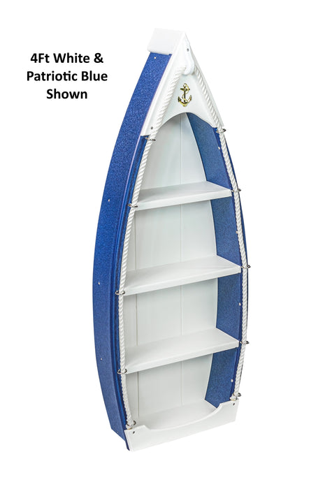 Amish-Made Nautical Rowboat Shaped Poly Bookshelves