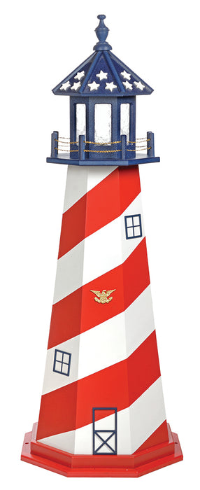 Amish-Made Hybrid Wood and Poly Patriotic Lighthouses, Cape Hatteras Style