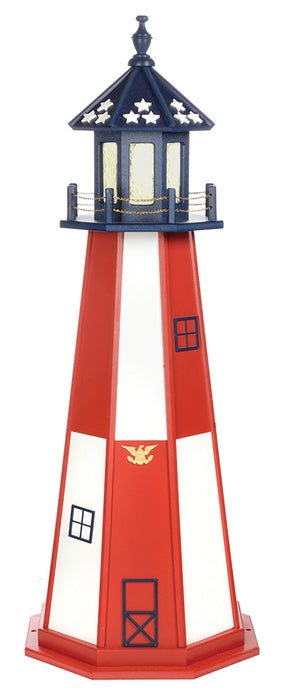 Amish-Made Hybrid Wood and Poly Patriotic Lighthouses, Cape Henry Style