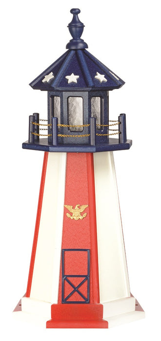 Amish-Made Hybrid Wood and Poly Patriotic Lighthouses