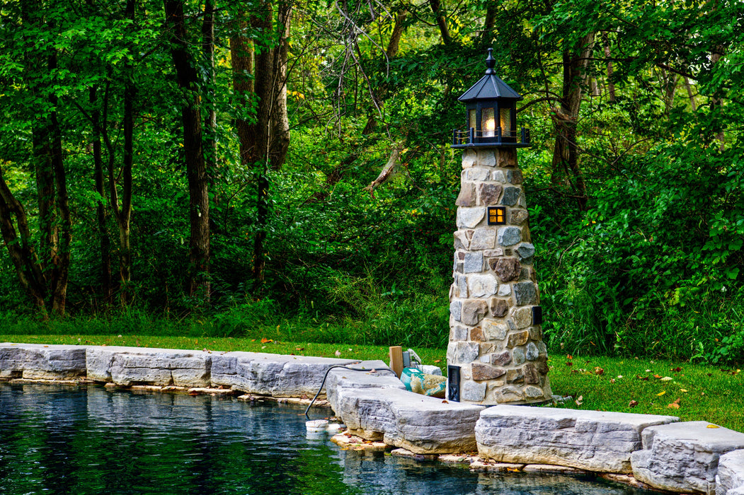 Amish-Made Stone Faced Lighthouses with Interior Lighting