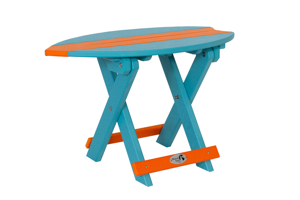 Amish-Made SurfAira Collection Surfboard-Shaped Folding Poly Side Table