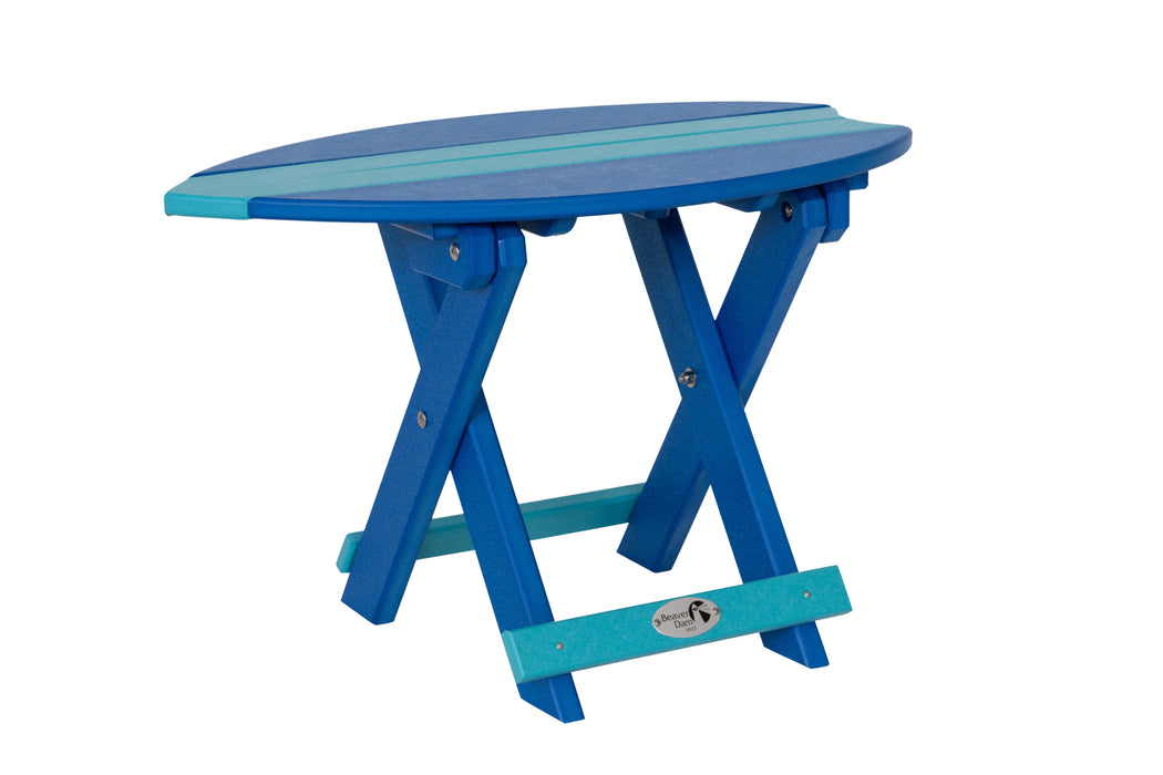 Amish-Made SurfAira Collection Surfboard-Shaped Folding Poly Side Table