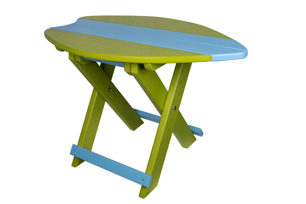 Amish-Made SurfAira Collection Surfboard-Shaped Folding Poly Side Table