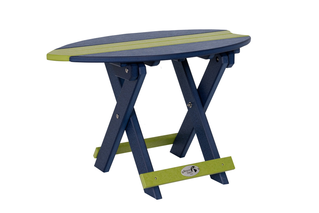 Amish-Made SurfAira Collection Surfboard-Shaped Folding Poly Side Table