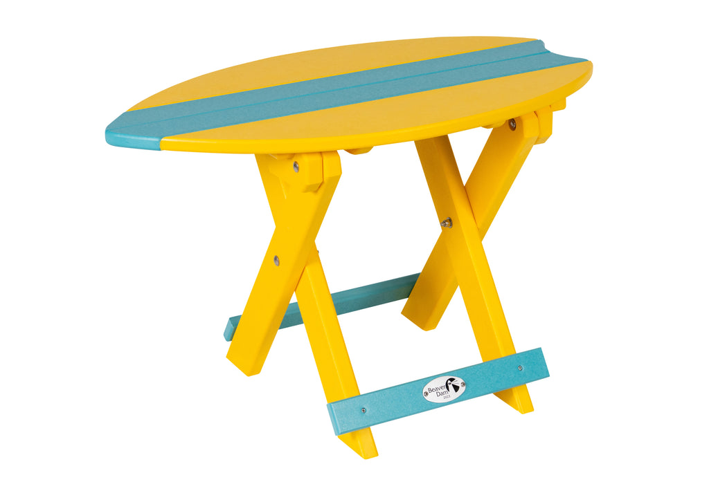 Amish-Made SurfAira Collection Surfboard-Shaped Folding Poly Side Table