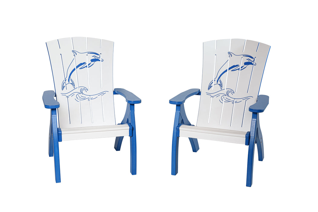 Amish-Made Bayside Collection Poly Reclining Patio Chairs with Ocean Designs