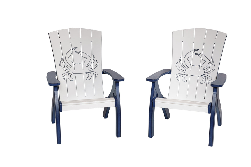 Amish-Made Bayside Collection Poly Reclining Patio Chairs with Ocean Designs