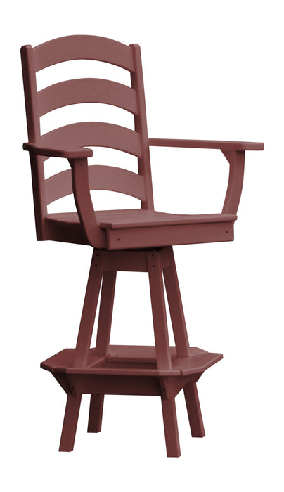 A&L Furniture Co. Amish-Made Poly Ladderback Swivel Counter-Height Chair with Arms