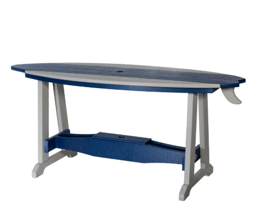 Amish-Made SurfAira Collection Surfboard-Shaped Bar Tables