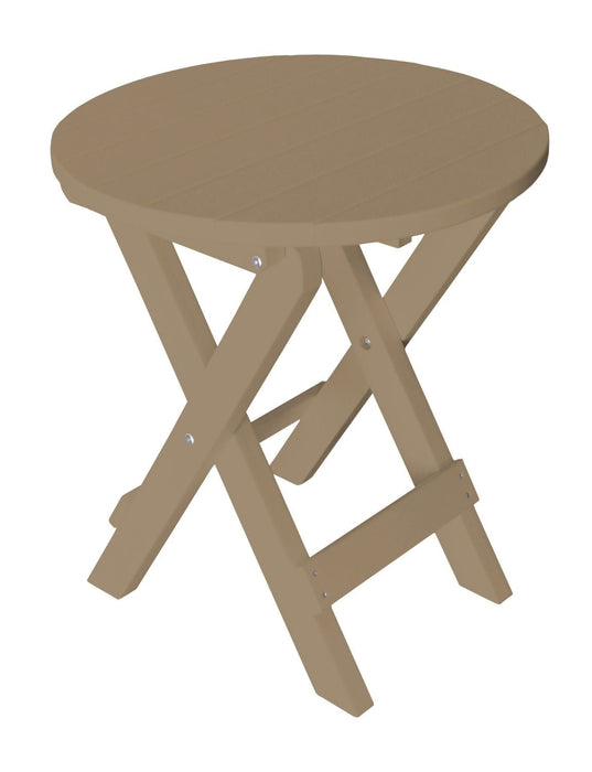 A&L Furniture Poly Round Folding Bistro Table, Weathered Wood