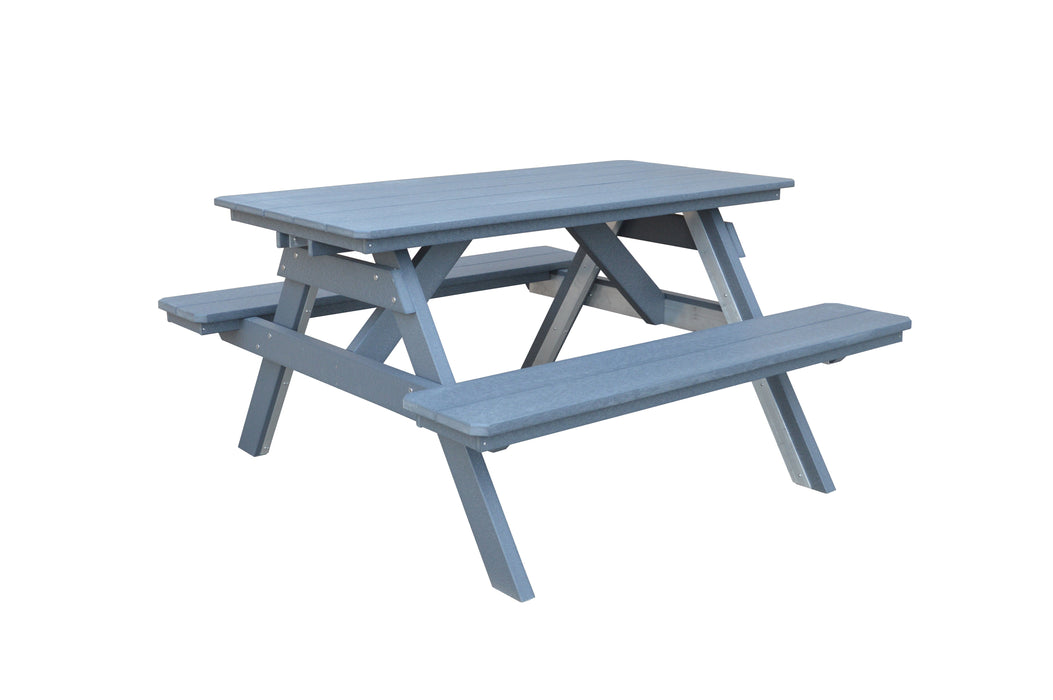 A&L Furniture Co. Amish-Made Poly Picnic Table with Attached Benches