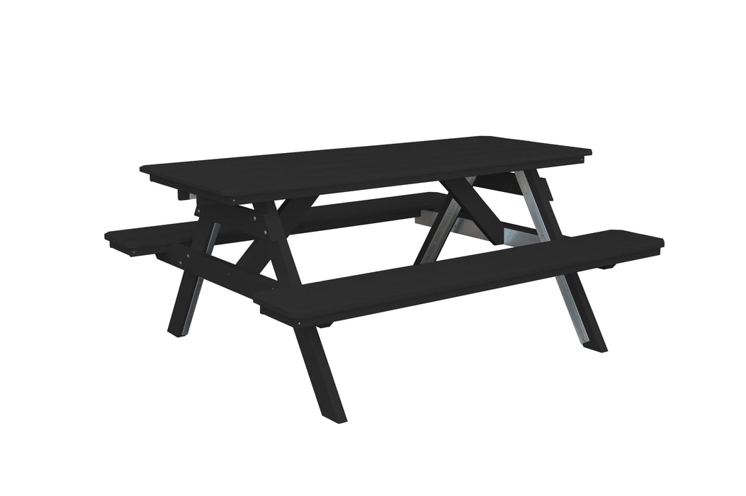 A&L Furniture Co. Amish-Made Poly Picnic Table with Attached Benches