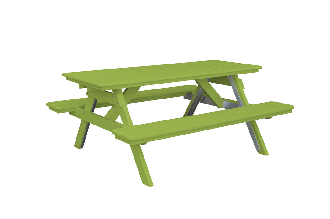 A&L Furniture Co. Amish-Made Poly Picnic Table with Attached Benches