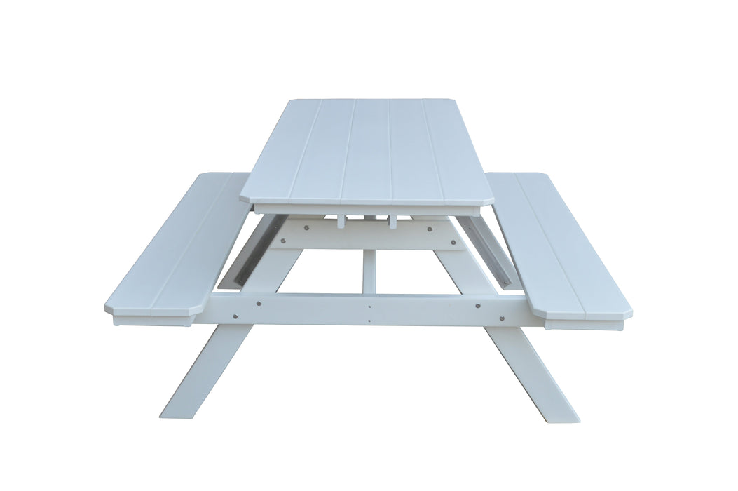 A&L Furniture Co. Amish-Made Poly Picnic Table with Attached Benches