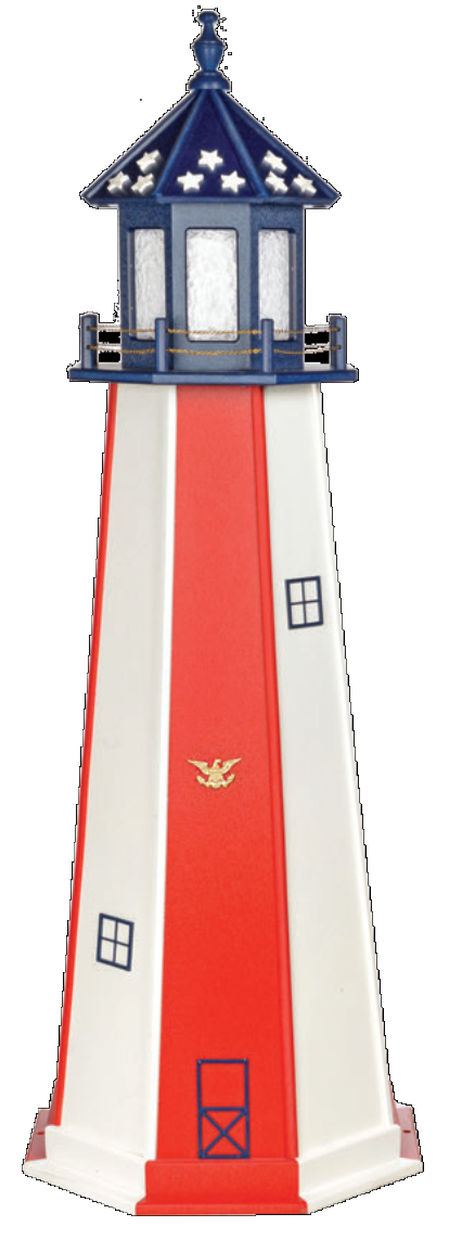 Amish-Made Hybrid Wood and Poly Vertical Panel Style Patriotic Lighthouse