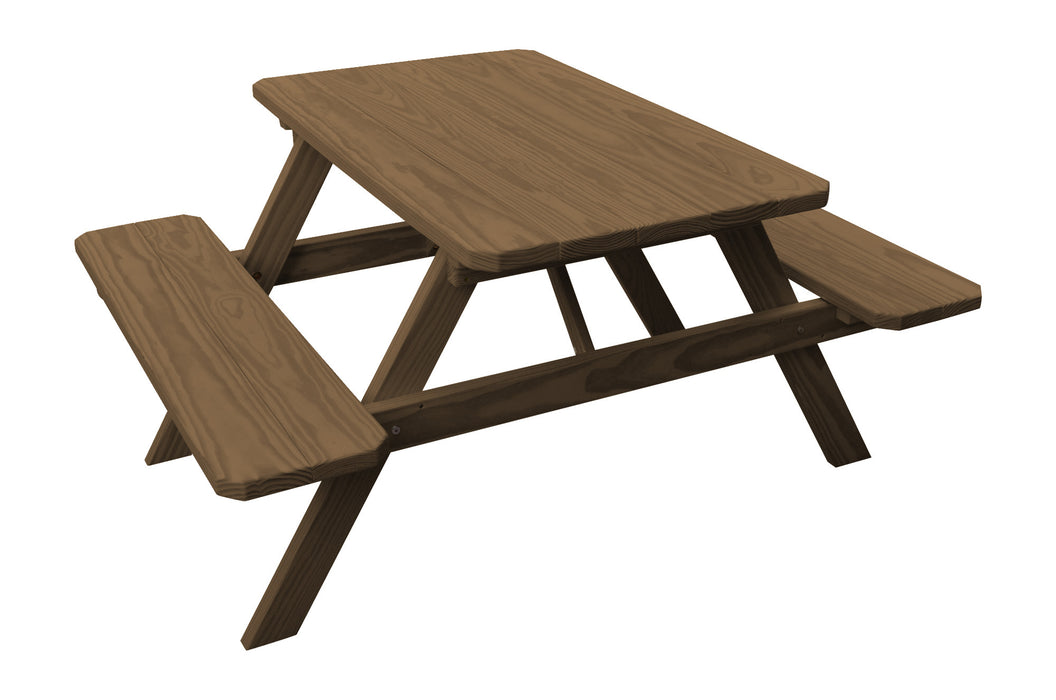 A&L Furniture Co. Amish-Made Pine Picnic Tables with Attached Benches