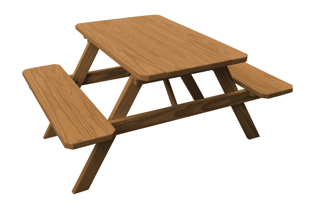 A&L Furniture Co. Amish-Made Pine Picnic Tables with Attached Benches