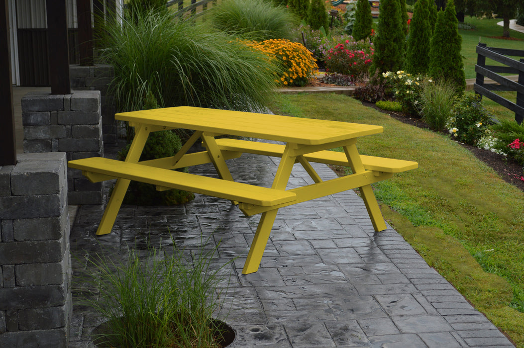 A&L Furniture Co. Amish-Made Pine Picnic Tables with Attached Benches