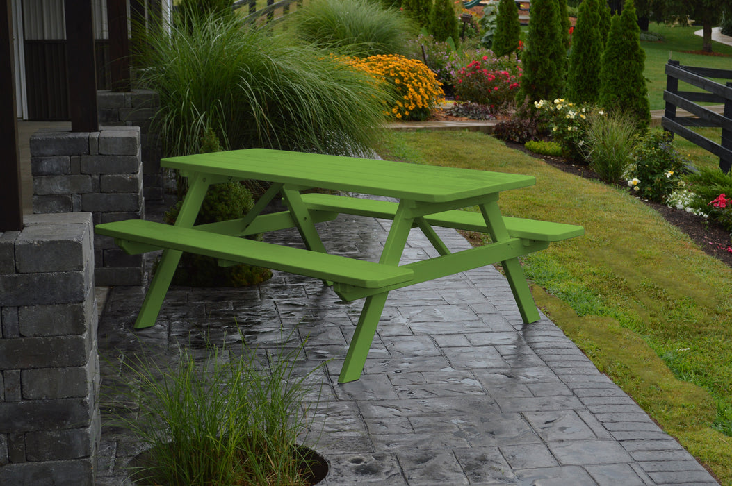 A&L Furniture Co. Amish-Made Pine Picnic Tables with Attached Benches