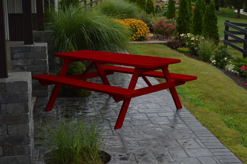 A&L Furniture Co. Amish-Made Pine Picnic Tables with Attached Benches